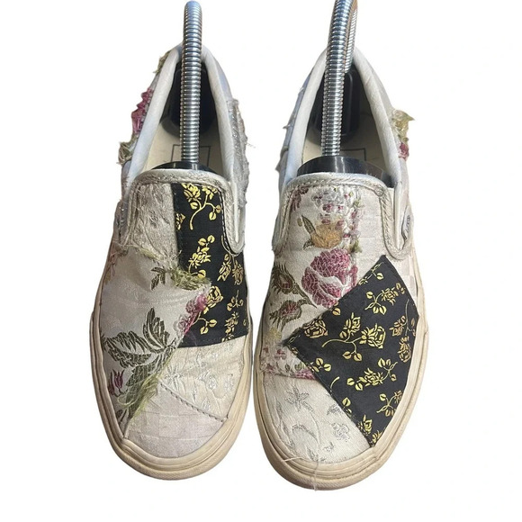 Vans Slip-On Brocade Patchwork Sneakers Women’s 5.5 White‎ Skate Shoes Casual - Picture 2 of 7